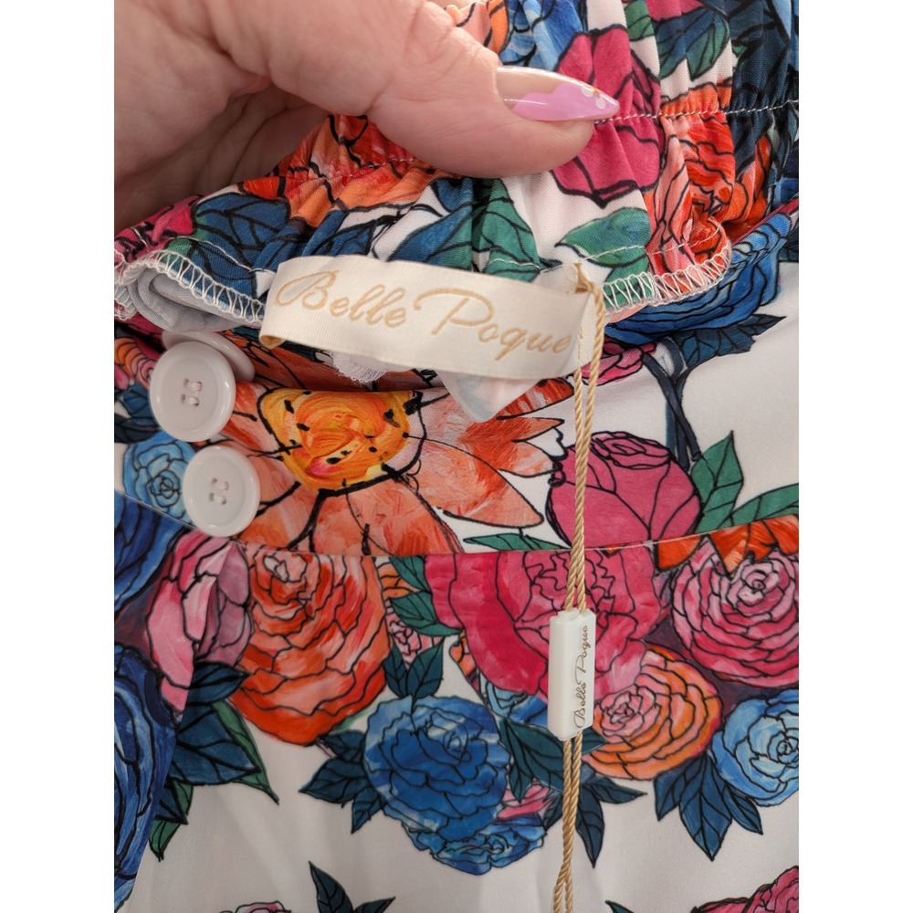 Boho Cottage Tradwife Belle Poque Floral HighWaist Button Pockets XL Midi Skirt - Picture 11 of 11